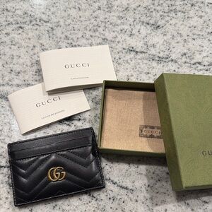 Gucci Marmont Black Quilted Leather Card Holder